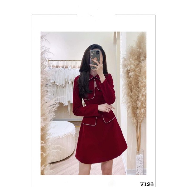 Đầm dự tiệc dạo phố cổ sen tròn phối túi tay dài Rony Dress