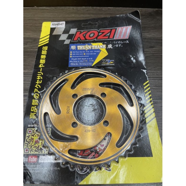 Dĩa tải Kozi Vàng 42T - Su Sport/Xipo/RGV120/RG110/Satria2k/RGX