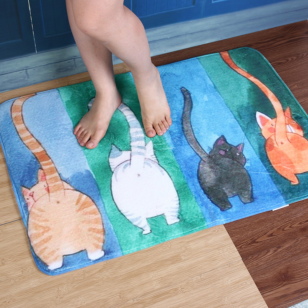 Thảm chùi chân chống trượt in họa tiết hình con mèo