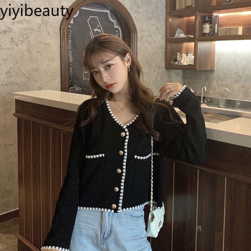 Áo dệt kim cổ V dài tay phong cách Hàn Quốc xinh xắn cho nữ | BigBuy360 - bigbuy360.vn