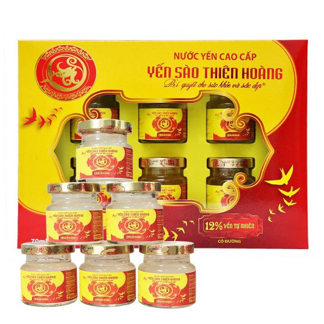 Hộp 6 lọ yến sào cao cấp Thiên Hoàng 12% yên