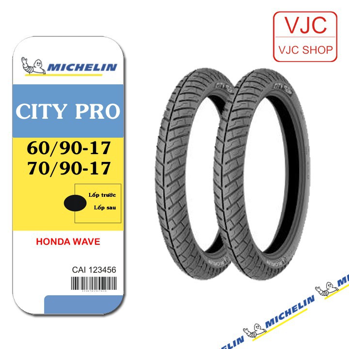 Lốp ( Vỏ ) xe Wave Michelin trước 60/90-17 (2.25-17) hoặc sau 70/90-17 (2.50-17) CITY PRO loại dùng săm 