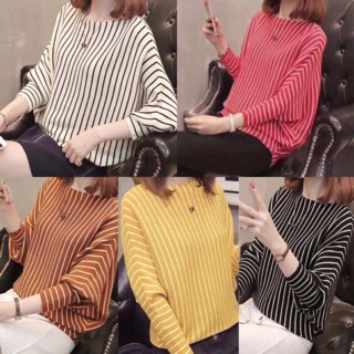 Bán Sỉ New Áo len kẻ cánh dơi siêu hót