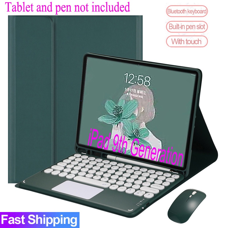 Ốp Máy Tính Bảng Có Bàn Phím Bluetooth Không Dây Hình Tròn Cho iPad 9th Generation