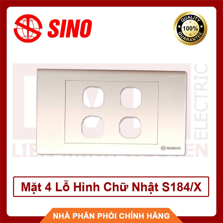 SINO Mặt 4 Lỗ Cho 4 Thiết Bị Hình Chữ Nhật S184/X - Hàng Việt Nam, Chất Lượng Cao