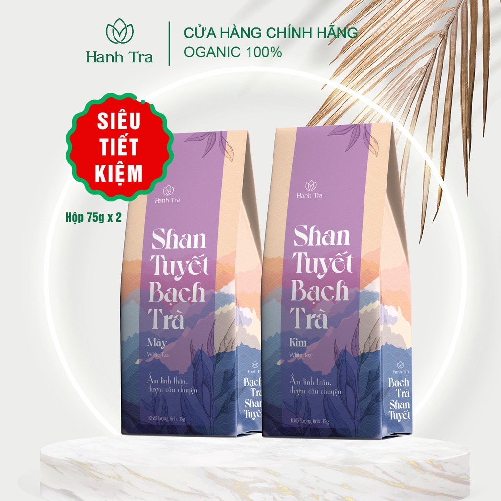 Chè San Tuyết Cổ Thụ Combo 2 Hộp Bạch Trà Kim 75g + Bạch Trà Mây 35g Trà San Tuyết White Peony Tea And Silver Needle Tea