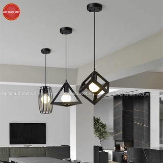 Đèn thả nghệ thuật khung sắt khối lập phương, khối tam giác, khối trụ