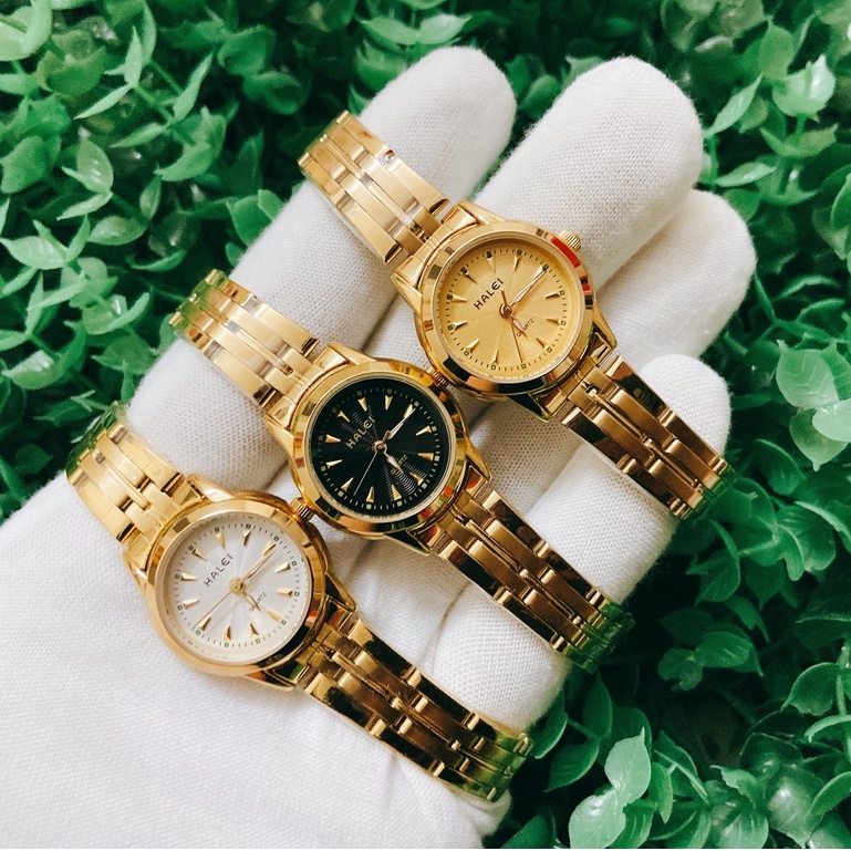 Đồng hồ nữ Halei 348m dây vàng mặt nhỏ chính hãng chống nước