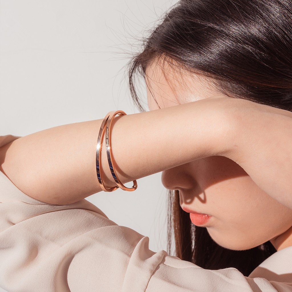 Korean version of creative double layer design titanium steel bracelet B702