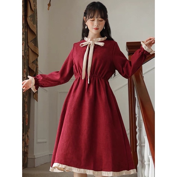 váy tiểu thư ( sẵn đỏ, xanh, kem)