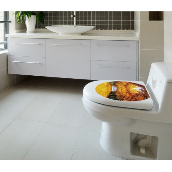 Decal dán toilet cao cấp - Họa tiết Khung rừng Mùa Thu