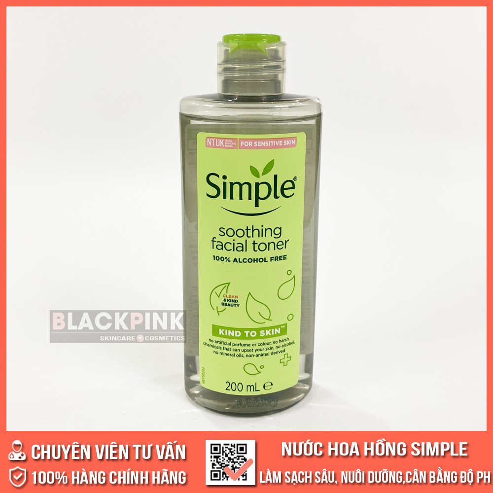 Nước hoa hồng Simple Kind To Skin Soothing Facial Toner - Làm sạch sâu, nuôi dưỡng và cân bằng độ PH tốt nhất cho da