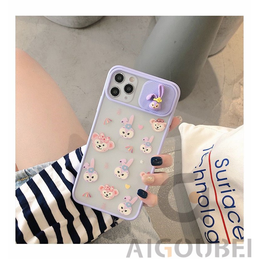 Cute cartoon rabbit pattern purple phone case 2021 model for iPhone 7 7P 8 8P X XR XS Max 11 Pro Max 12 Pro Max