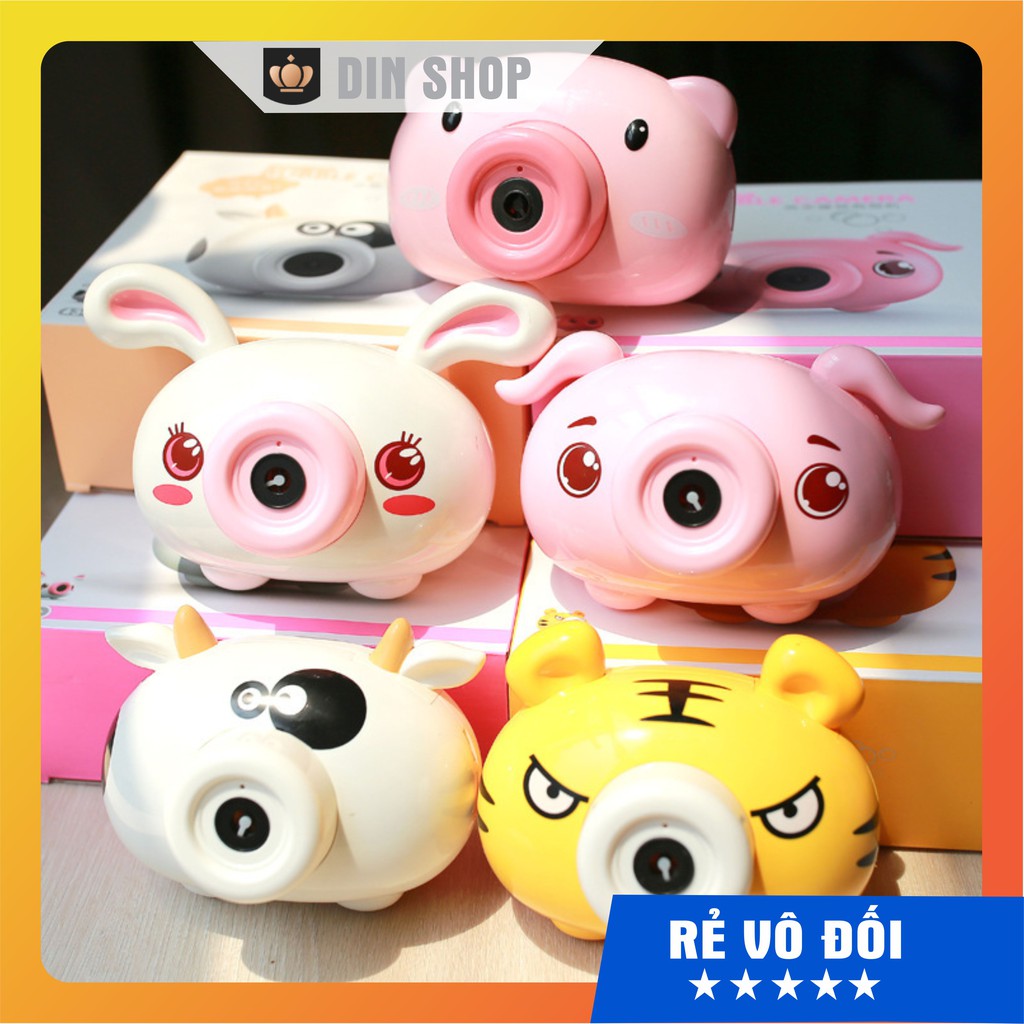 Máy Ảnh Thổi Bong Bóng Phát Nhạc 👑THỎ TRẮNG👑 Máy Ảnh Bắn Bóng Tự Động Kèm Xà Phòng, Đồ Chơi Ngoài Trời Có Đèn Cho Bé