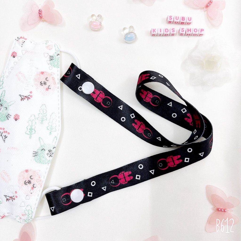 Dây đeo khẩu trang Hàn Quốc chống thất lạc cho bé họa tiết hoạt hình siêu Cute