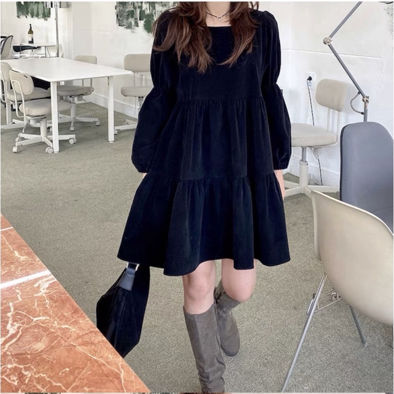 Váy suông nhung nhún tầng siêu xinh | BigBuy360 - bigbuy360.vn