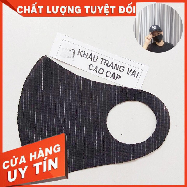 [Tận xưởng] khẩu trang vải đen sọc kháng khuẩn dành cho nam nữ