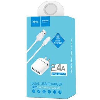 Bộ cáp và củ sạc 2 cổng Hoco C12A 2.4A Lightning (Trắng) cho iPhone/iPad - Chính Hãng - Hỗ trợ sạc nhanh