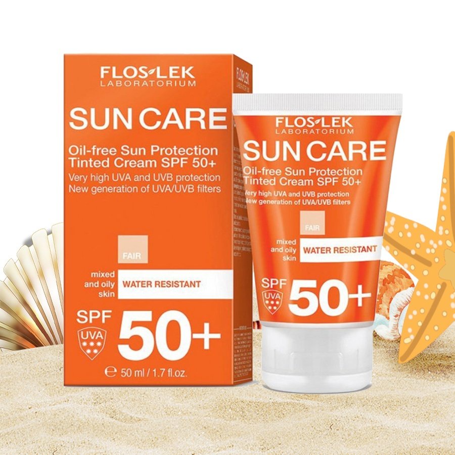 Kem Chống Nắng Floslek Sun Care - Oil Free Sun Protection Tinted Cream SPF50+ 50ml Cho Da Dầu Mụn - YUPA.STORE