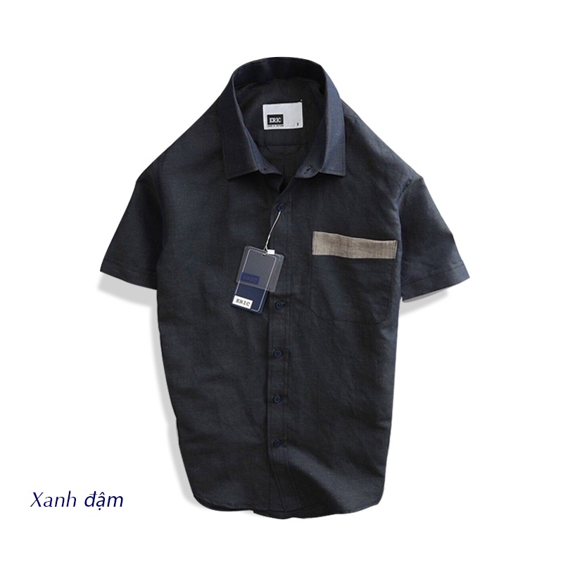 Áo sơ mi nam ngắn tay, sơ mi nam cao cấp, công sở, đẹp, phối túi cá tính vải linen xịn xò nhẹ mát | BigBuy360 - bigbuy360.vn