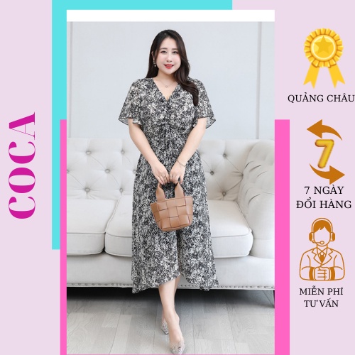 Đầm vải maxi BIGSIZE họa tiết đen,phong cách phụ nữ hiện đại 2022 (80-125kg)
