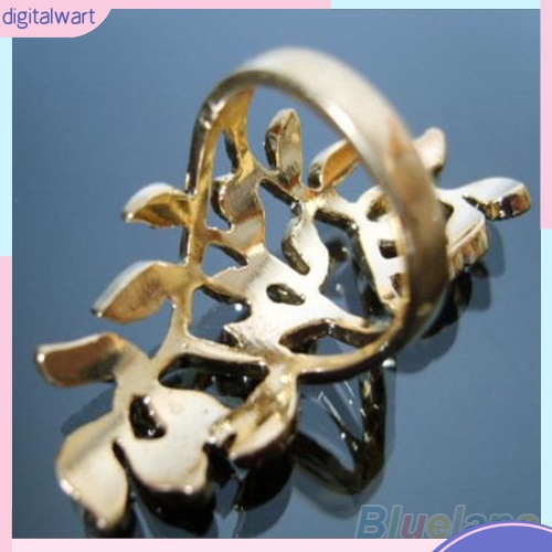 Nhẫn đeo giữa ngón tay hình chiếc lá đính đá sang trọng dành cho nữ