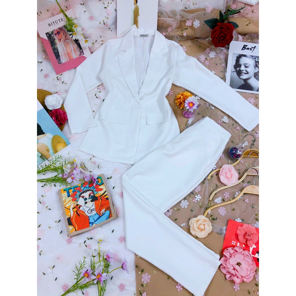 Sét vest nữ đồ công sở gồm áo vest kèm quần dài sang trọng cá tính lịch sự Kawaii Mise