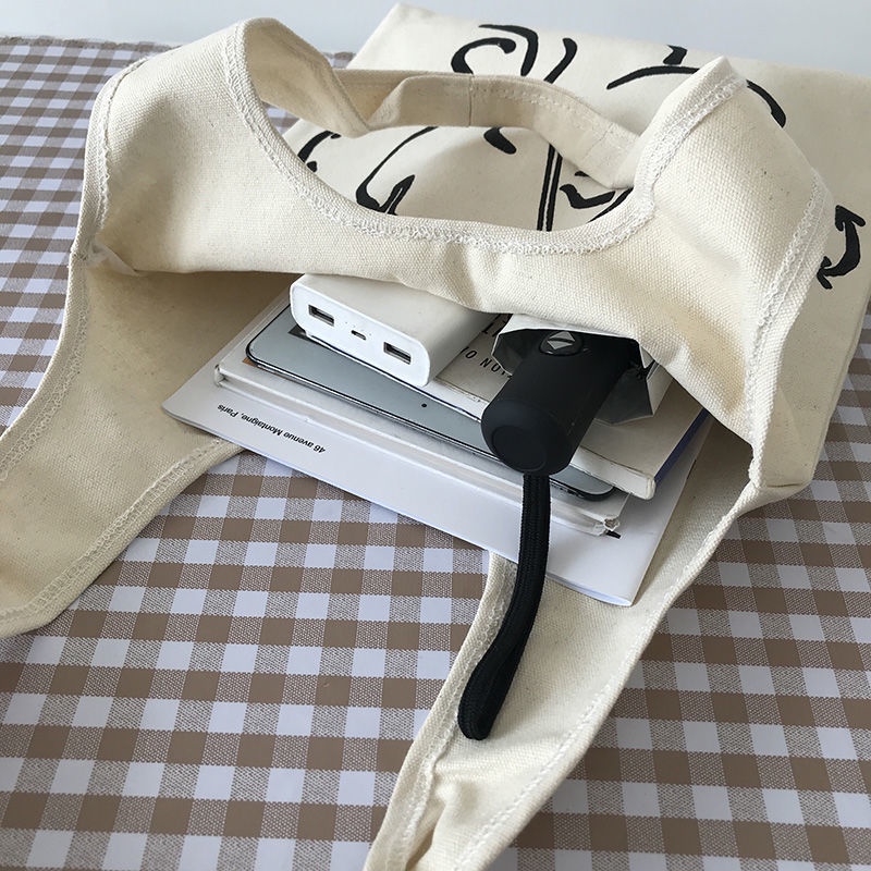 Túi xách đeo vai túi tote vải canvas thiết kế đơn giản thời trang thanh lịch cỡ lớn in họa tiết phong cách Vintage