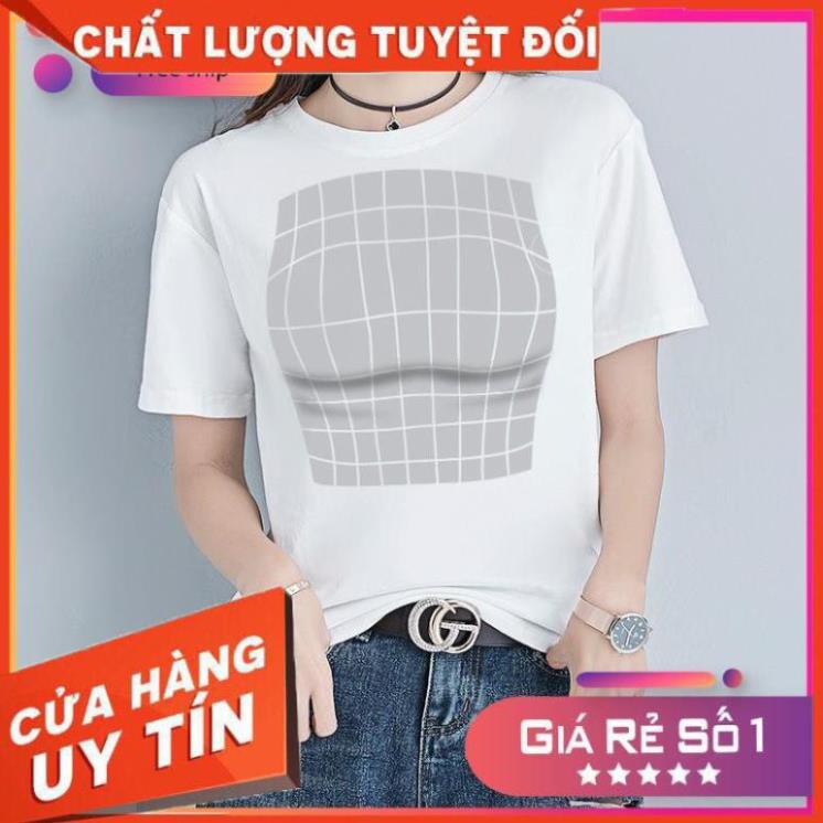 Áo thun tăng vòng một, áo 3d ảo giác cotton cho nữ