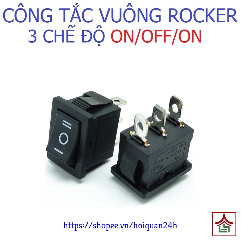 Công Tắc Vuông Bập Bênh 3 Chế Độ ON/OFF/ON 3 Chân 6 Chân