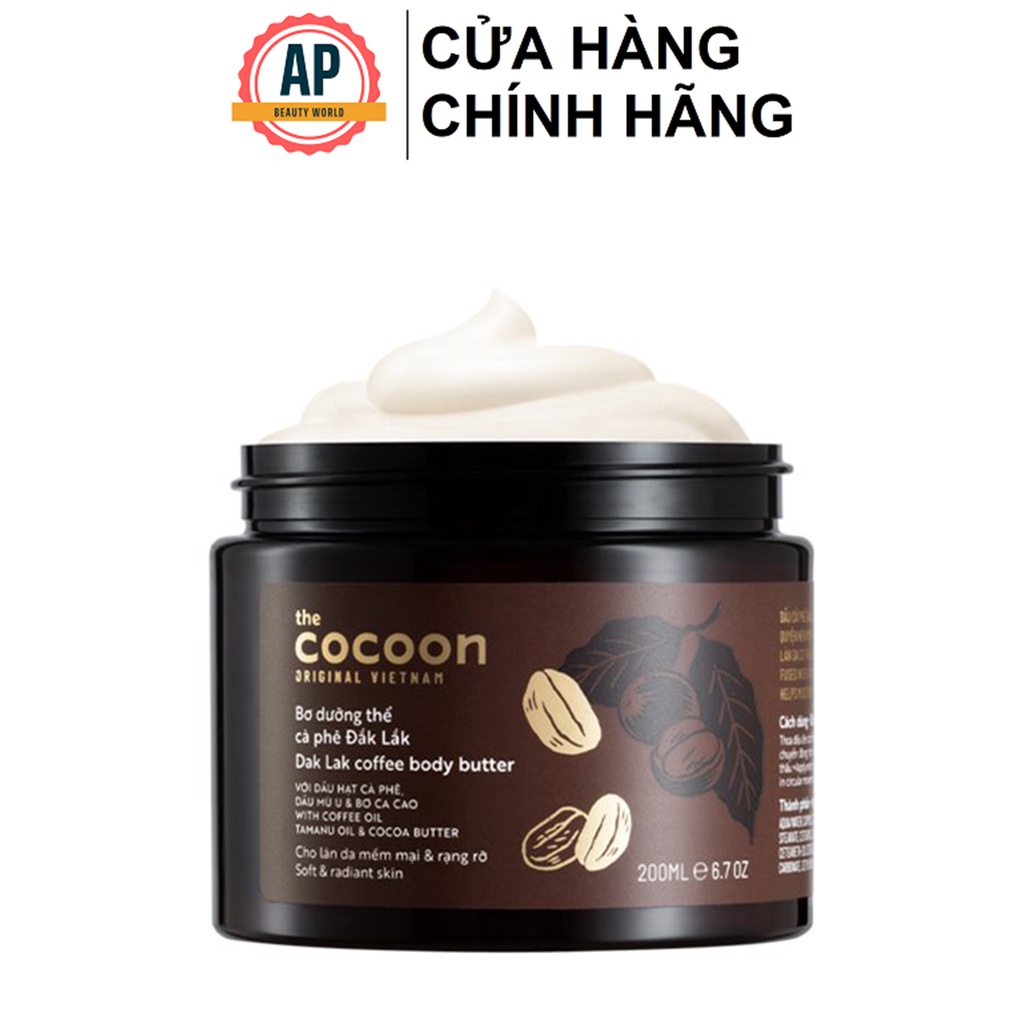 Bơ Dưỡng Thể Chiết Xuất Cà Phê Đắk Lắk Cocoon 200ml
