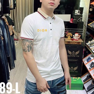 Áo thun cổ bẻ Dio'r & lascot'e vải cotton co giãn 4c