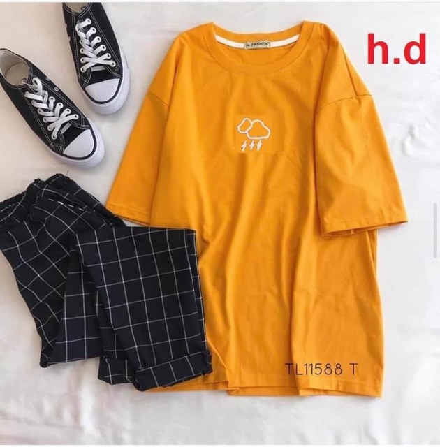 Sét áo mây mưa + quần kẻ đen nhỏ HĐ12