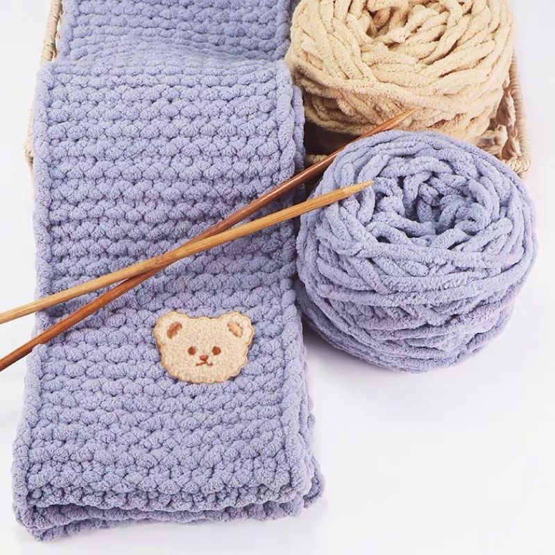 [Có video hướng dẫn] Set Đan khăn Len Bông Sữa choàng cổ Tự đan