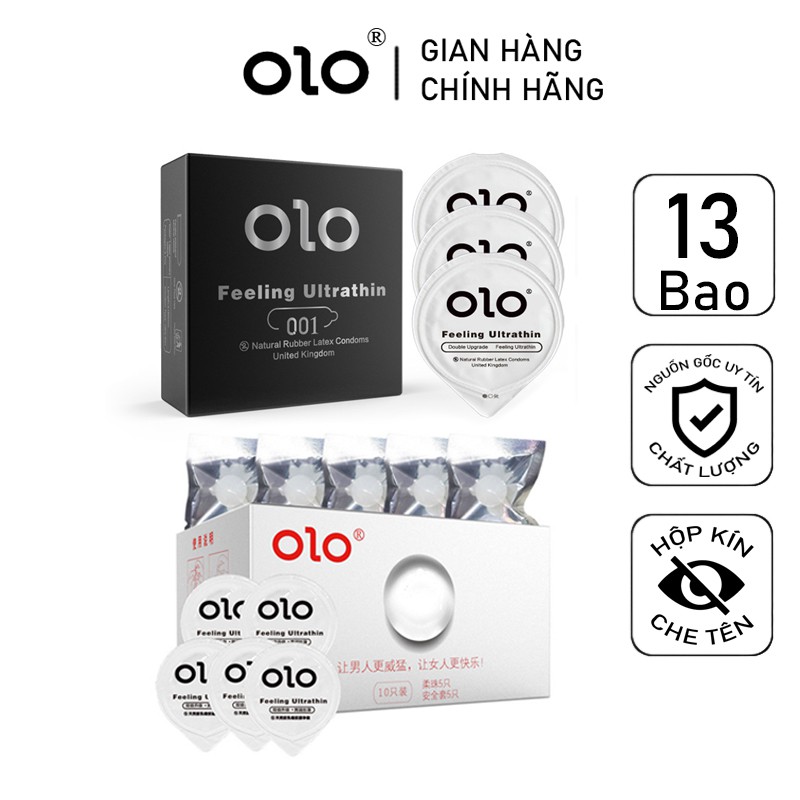 Combo Bao Cao Su Bi Siêu Mỏng và Bao Cao Su Siêu Mỏng OLO 001 Feeling Ultralthin 8 cái