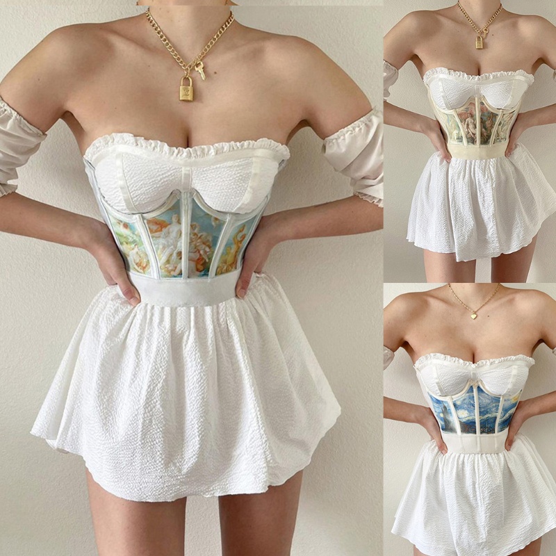 Áo nịt bụng định hình nâng ngực họa tiết thiên thần phong cách cổ điển dành cho nữ