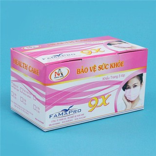 Khẩu Trang Y Tế 3 Lớp Nam Anh 9X Màu Hồng Hộp 50 Cái (Chính Hãng)