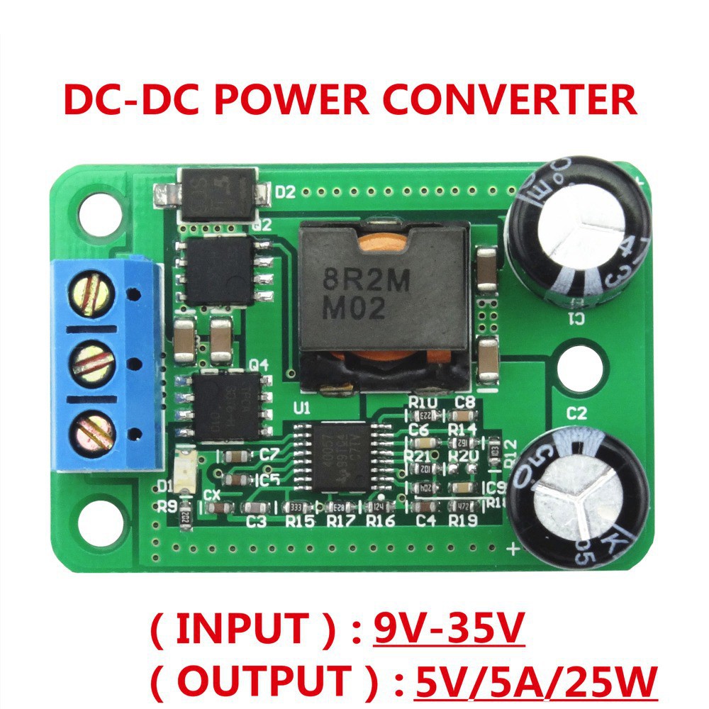 Mô Đun Hạ Áp 24V/12V Sang 5V/5A 25W DC-DC LM2596S