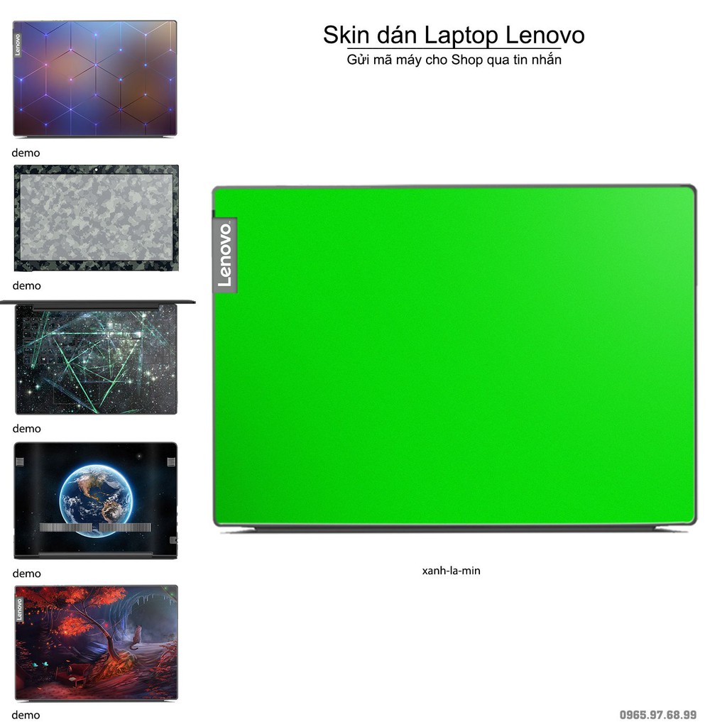 Skin dán Laptop Lenovo màu xanh lá mịn (inbox mã máy cho Shop)