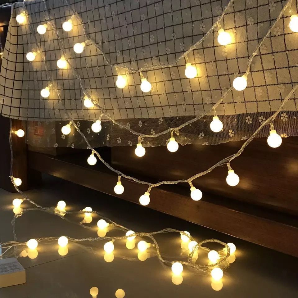 Dây đèn led bóng bi tròn màu vàng nắng đẹp rực rỡ (đủ màu), sang trọng dài 4,5m 30 bóng Store4girls
