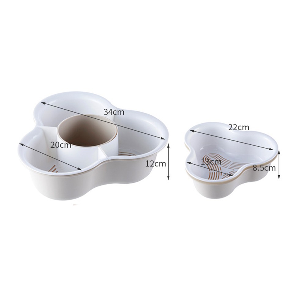 Rổ Nhựa 2 Lớp Đựng Đồ Ăn Lẩu - Rổ Để Hoa Quả - Khô Ráo 4 Ngăn - Dụng Cụ Nhà Bếp - 34cm