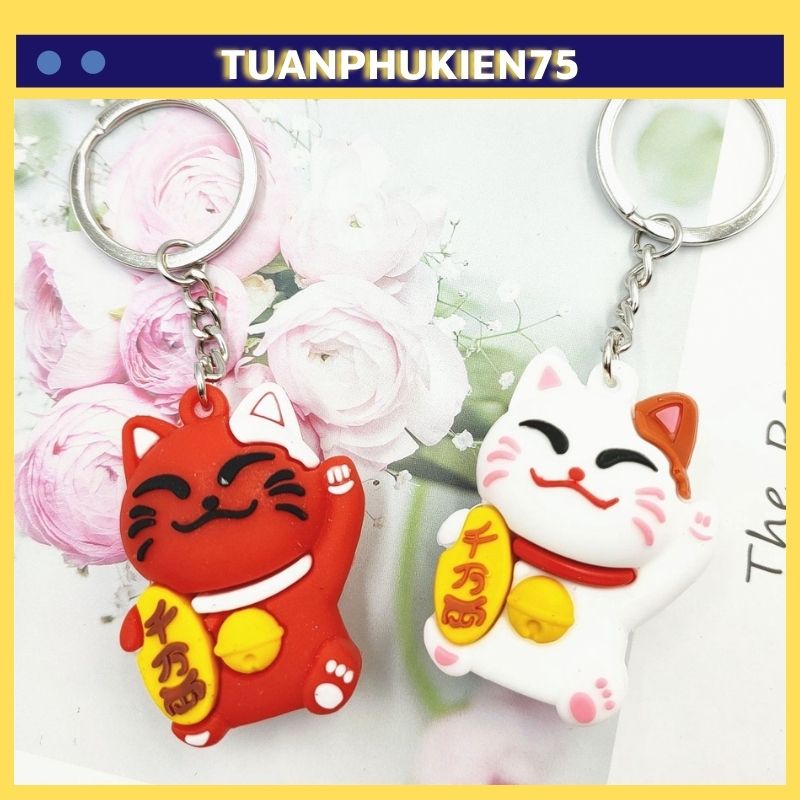 Móc Khóa Mèo Thần Tài Dễ Thương Bằng Silicon ♡ Móc Treo Chìa Khóa, Cặp, Balo, Điện Thoại Siêu Xinh - Tuanphukien75