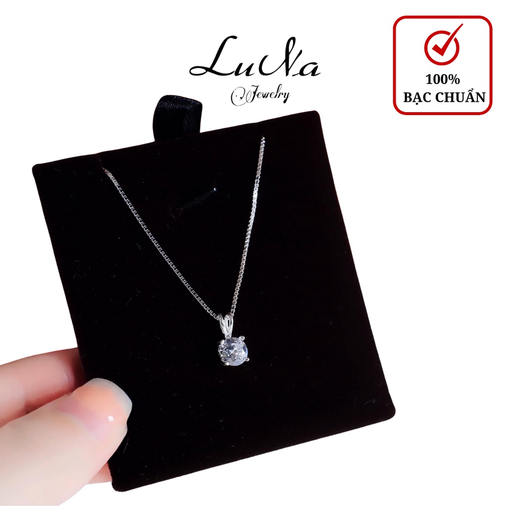 Dây chuyền bạc nữ tinystone ( 𝗖𝗛𝗨𝗔̂̉𝗡 𝗕𝗔̣𝗖 ), Dây chuyền bạc LuNa - LuNa Jewelry