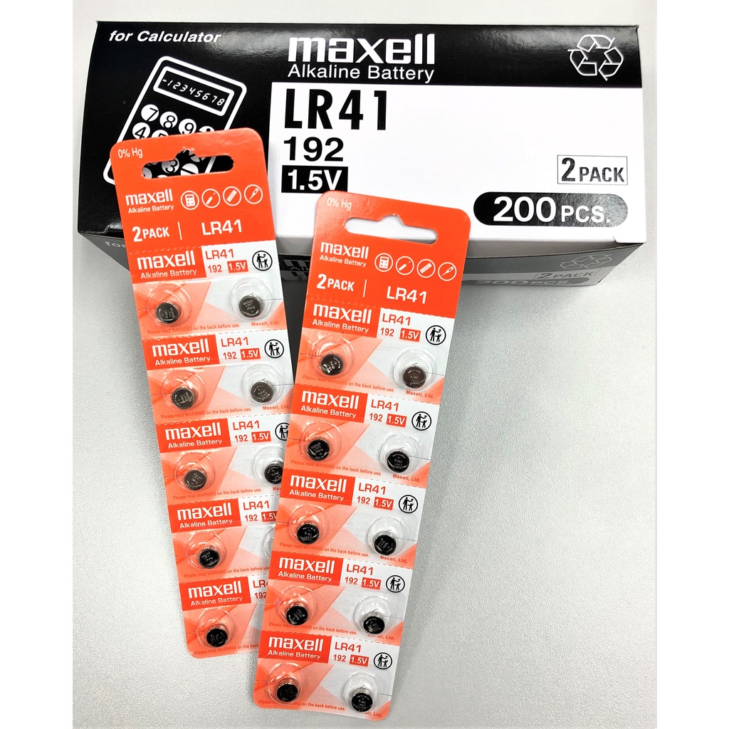 Vỉ 10 Pin cúc áo chính hãng Maxell  AG3 / LR41 / 192 / A76  Alkaline cho đồng hồ, thiết bị điện tử