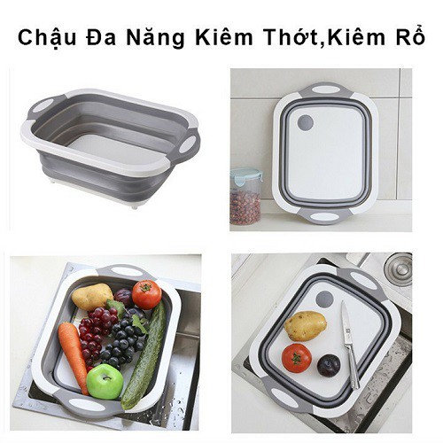 Thau Có Thể Gấp Gọn Thành Thớt Và Rổ Chứa 40x30x3cm Đa Năng Tiện Dụng