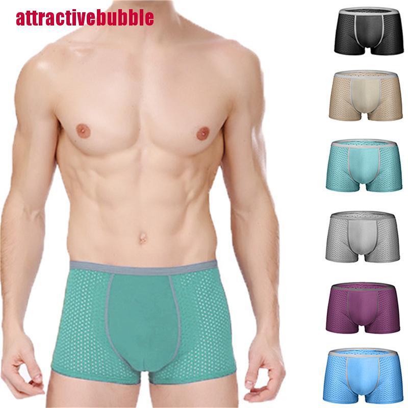 [abubbleVN]Mesh Boxer Shorts Men Underwear Homme Transparent Underpants Ice Silk Panties