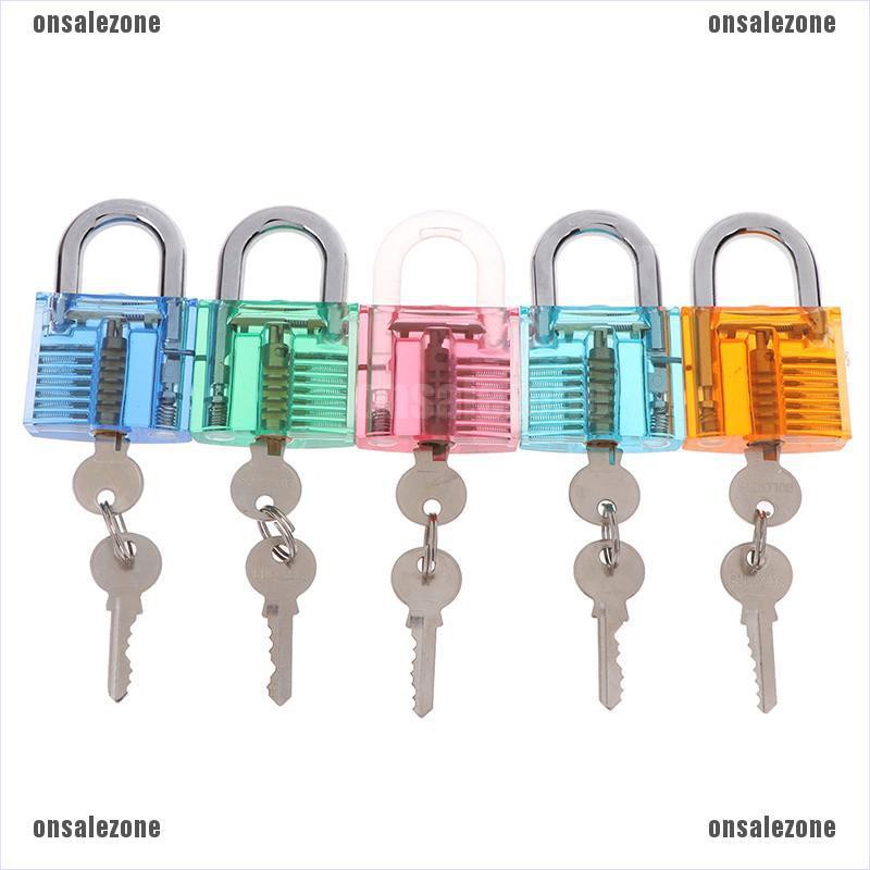 [onsalezone]Transparent Visible Pick Practice Padlock Lock With Key Removing Hook Kit