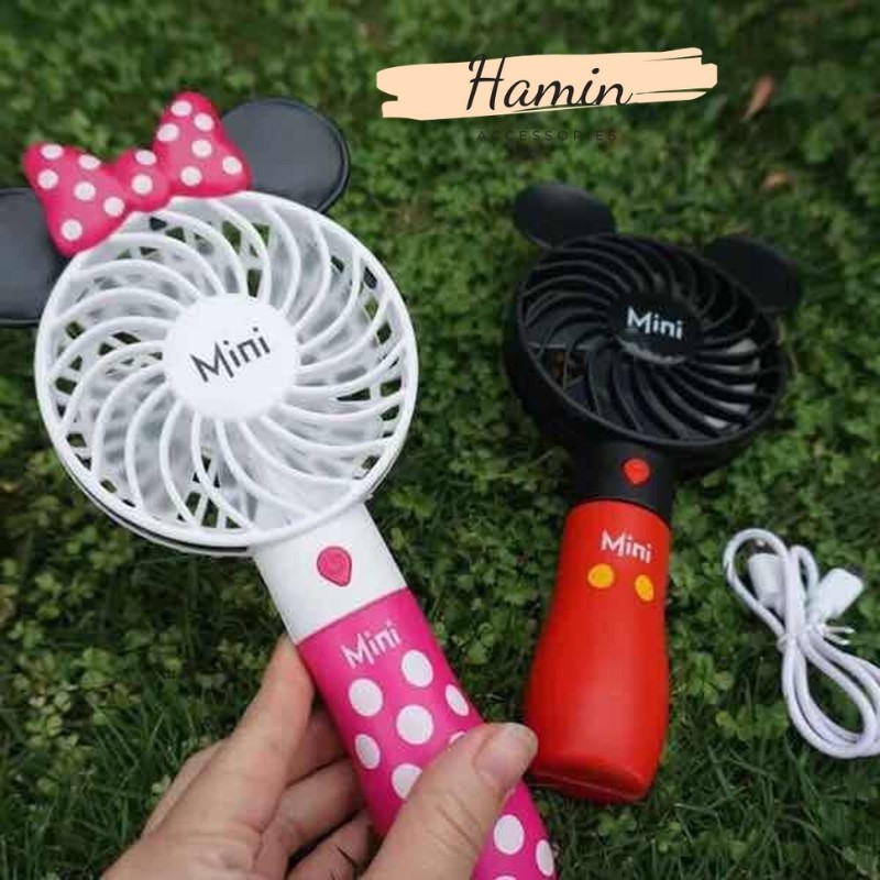 Quạt Tích Điện Mini Cầm Tay Mickey 3 tốc độ gió siêu mát