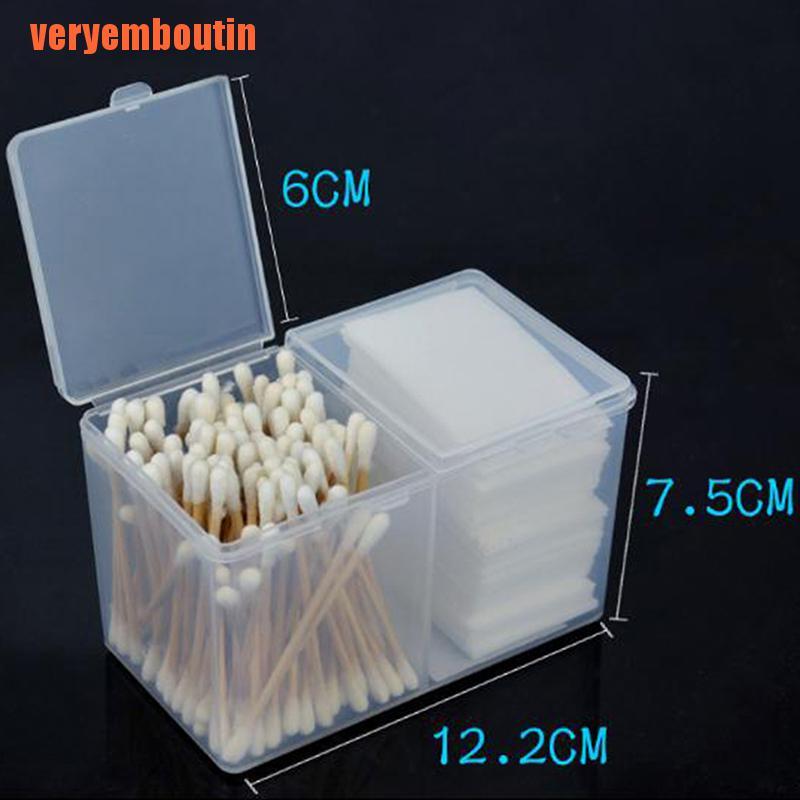 [Hàng mới về] Hộp đựng tăm bông và bông tẩy trang hai ngăn tiện dụng