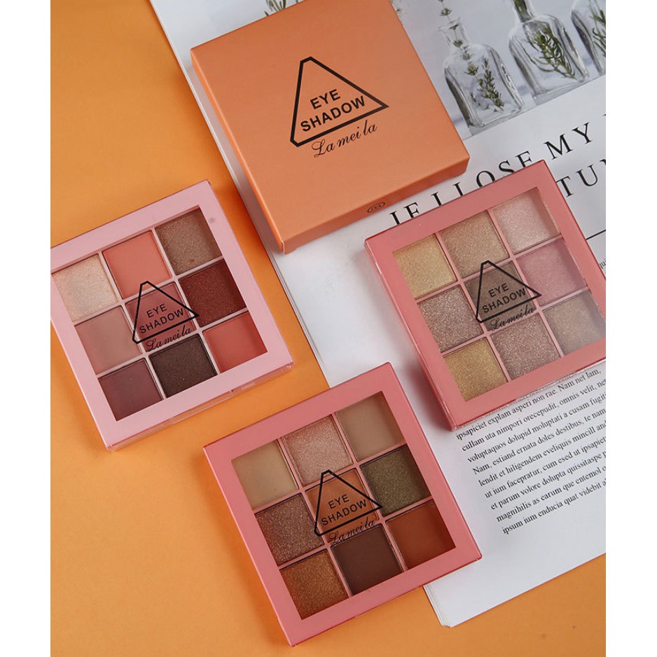 Bảng Phấn Mắt 9 ô VUÔNG NUDE Lameila nội địa kèm cọ tán sỉ Kang | BigBuy360 - bigbuy360.vn